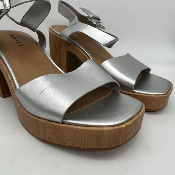 Torrid Silver and Brown Platform Heel Sandals - Size 8WW - Picture 2 of 9
